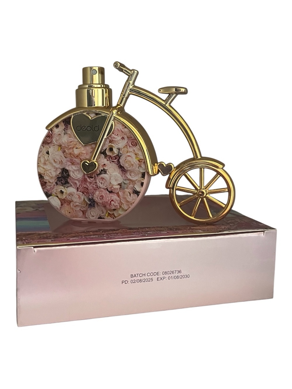 Floral Pink Setting Spray with Gold Bicycle Accent